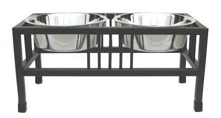 Baron Double Raised Dog Bowl (Options: Small/Black)