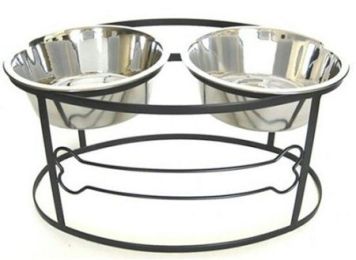 Bone Raised Double Dog Bowl (Options: Small/Black)