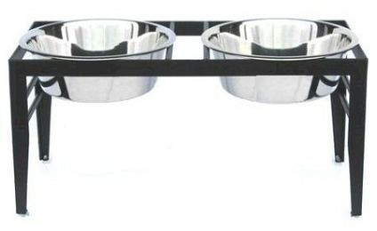 Chariot Double Elevated Dog Bowl (Options: Small/Black)