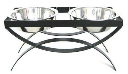 SeeSaw Double Elevated Dog Bowl (Options: Small/Black)