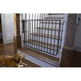 Wrought Iron Decor Dog Gate (Color: Black)