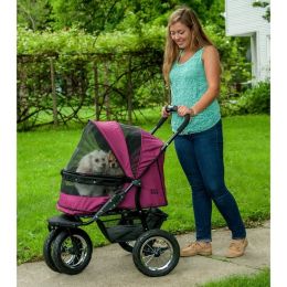 No-Zip Double Pet Stroller (Color: Boysenberry)